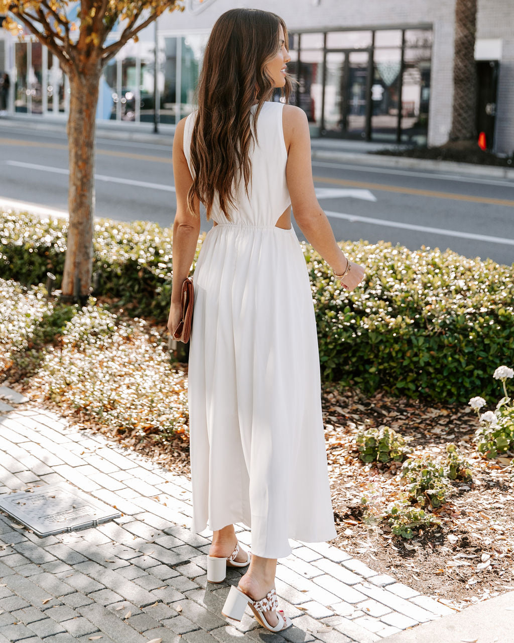 Bay Breeze Cutout Midi Dress Off White
