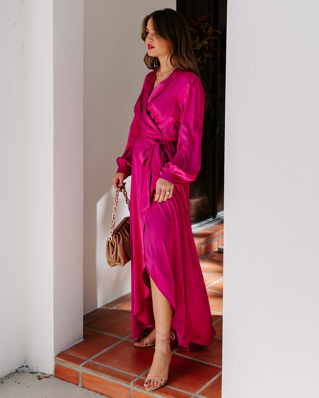 Always Memorable Satin Maxi Dress Magenta FINAL