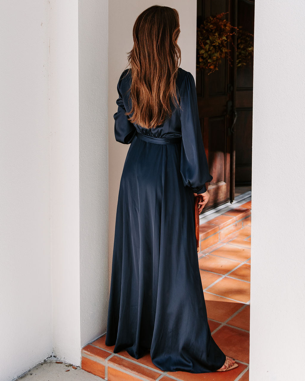 Always Memorable Satin Maxi Dress Navy
