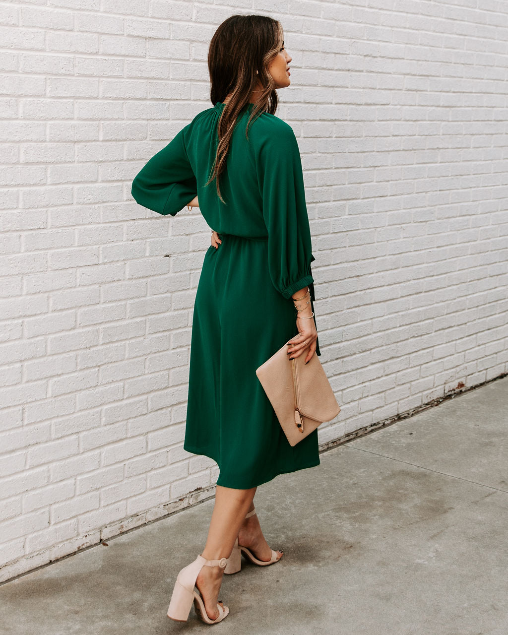 Woodhaven Tie Midi Dress Hunter Green
