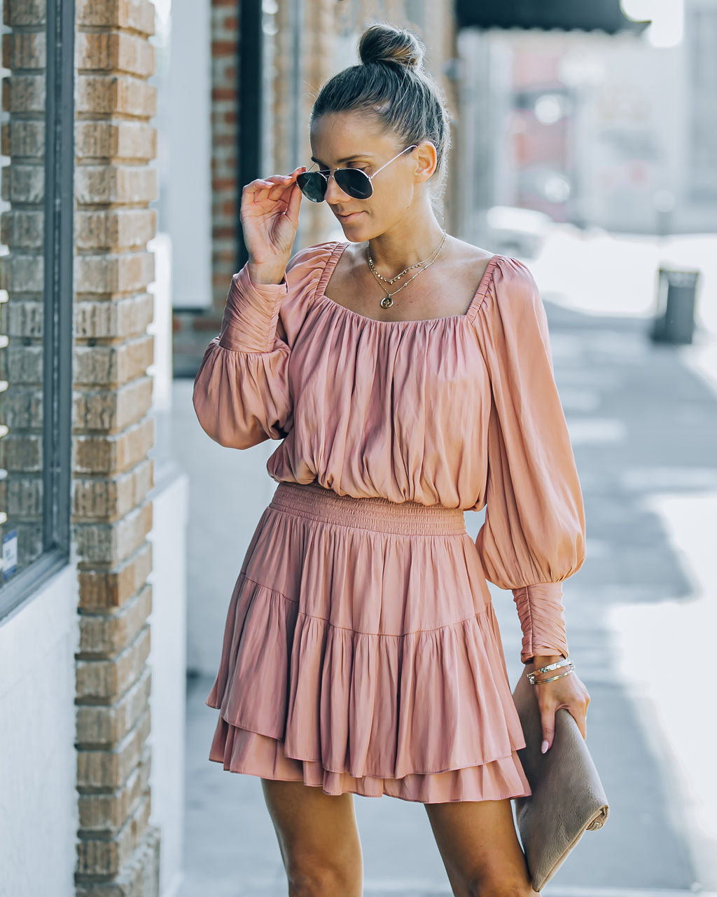Ayla Smocked Ruffle Mini Dress Rosette FINAL