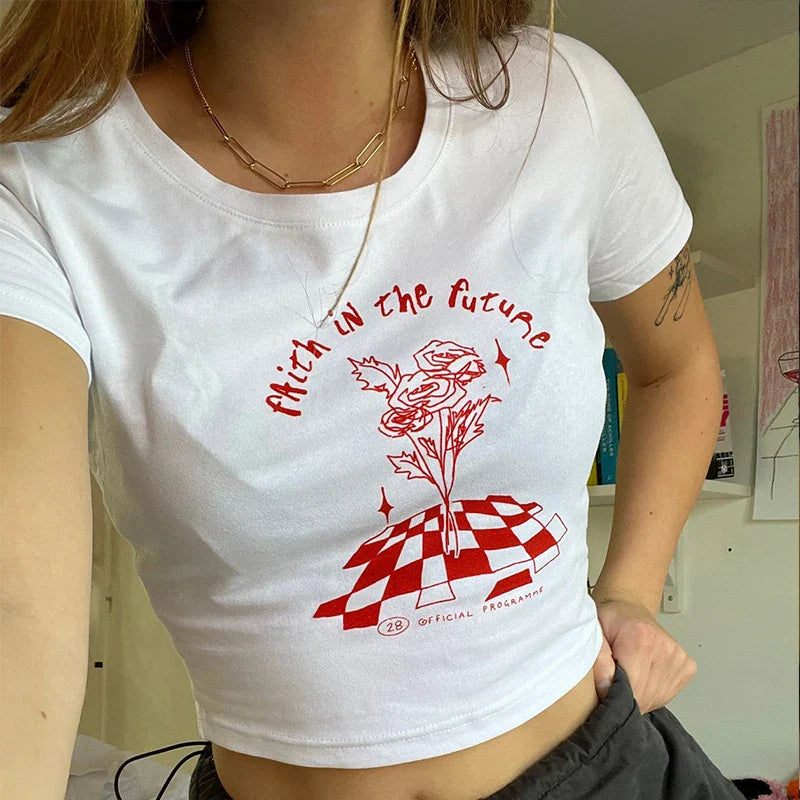 2024 Causal ShortSleeved Y2K Baby Tee for Women