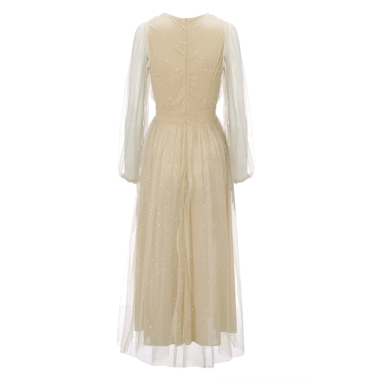 Sparkling Sleeveless Mesh VNeck Lantern Fairy Princess Dress