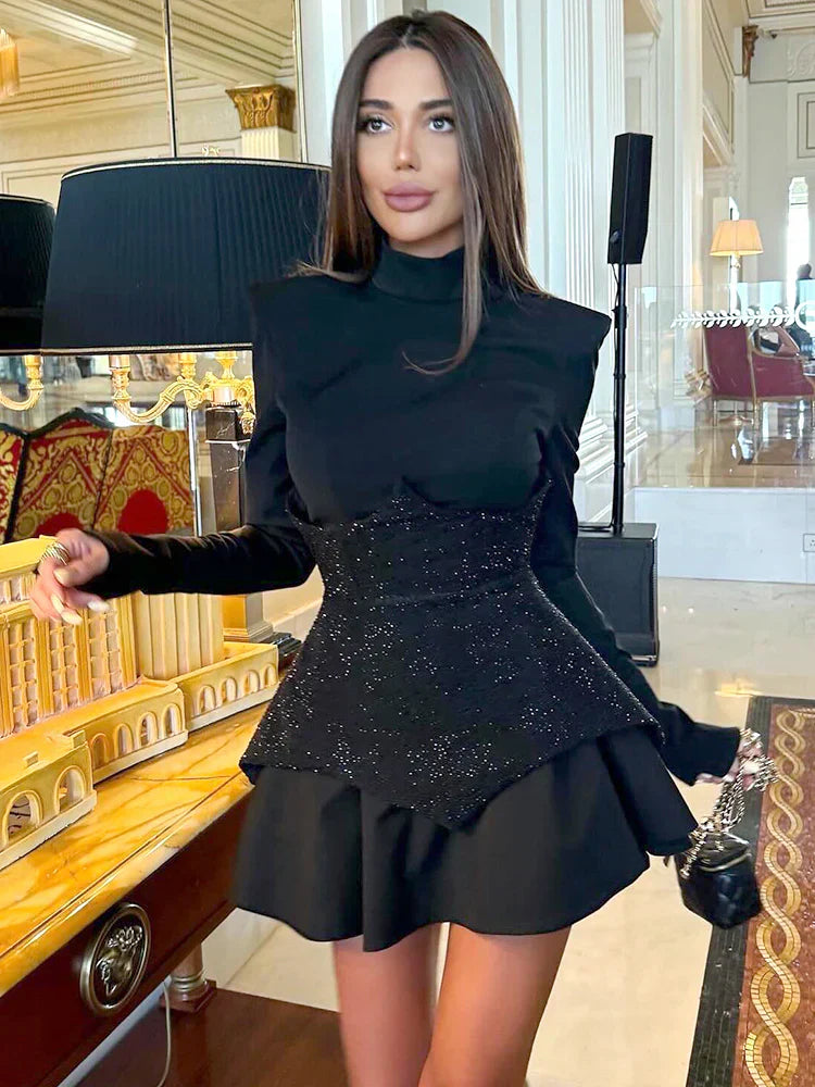 Lydia Shiny Sequins Patchwork Mini Dress