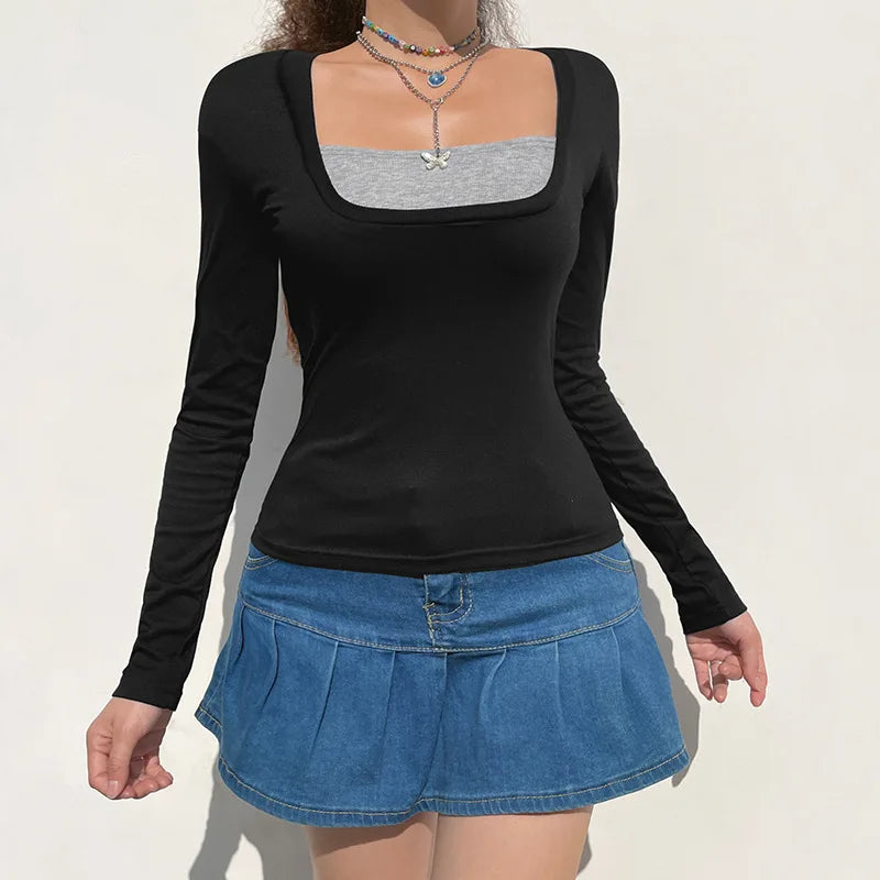 2024 Hot Summer Skinny Tees for Ladies with Folds