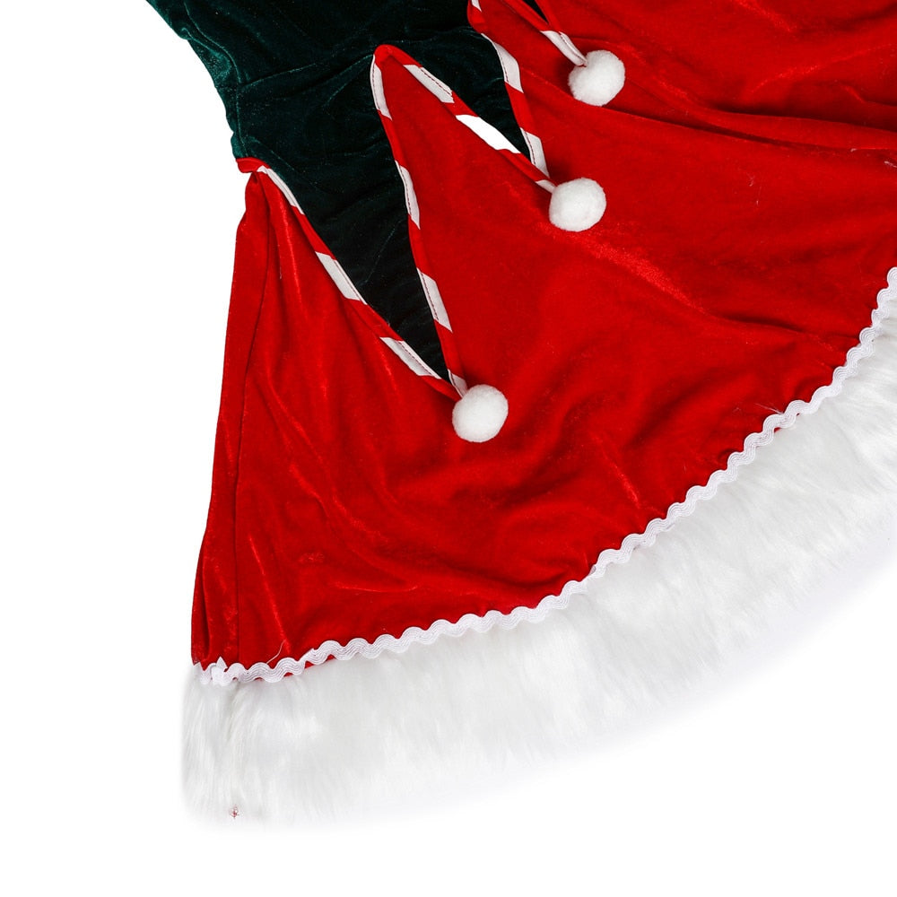 Christmas Santa Claus Costume Funny Green Elf Cosplay 5Pcs Set