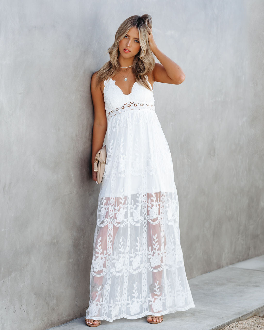Invite Tranquility Lace Maxi Dress Ivory FINAL