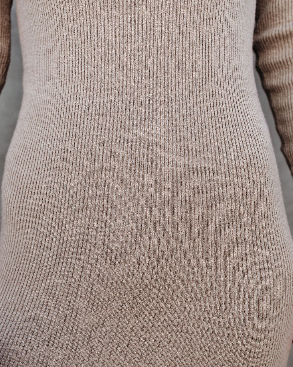 Newtown Mock Neck Knit Midi Dress Taupe