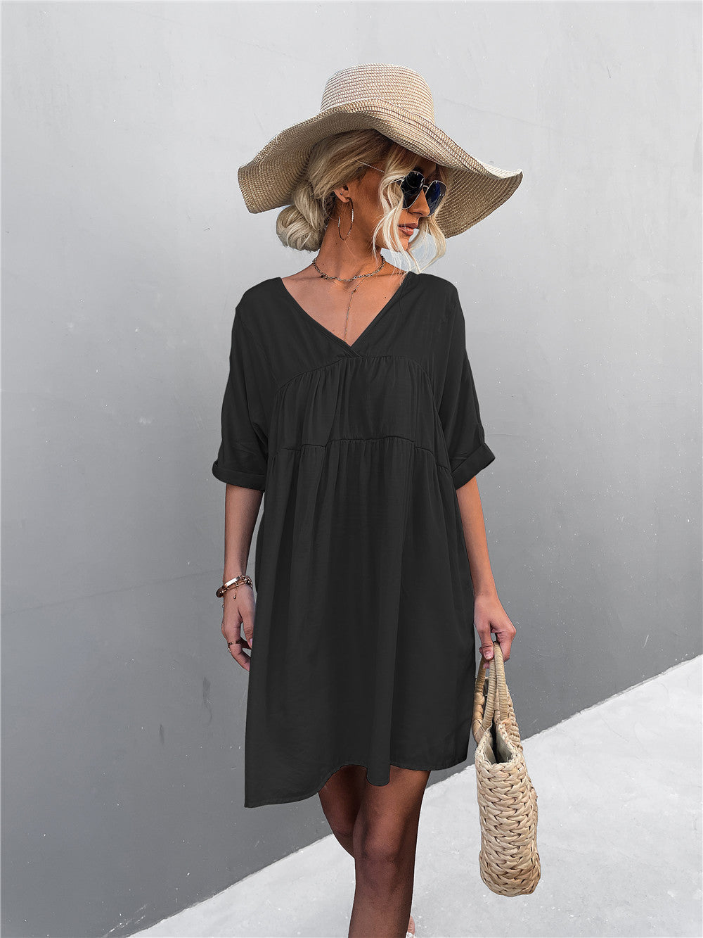 Cheers To Summer Pocketed Tassel Dress Black