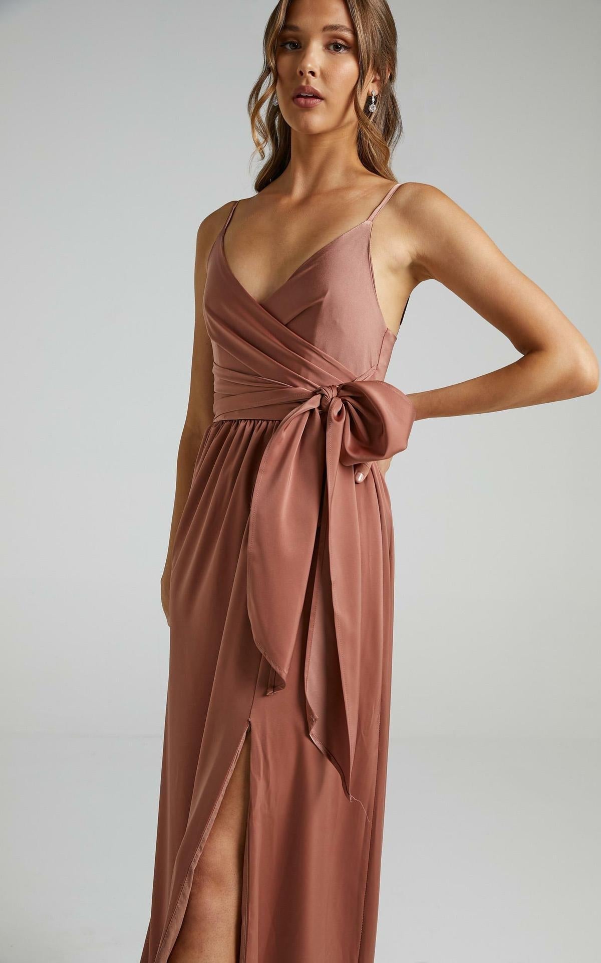 Limelight Satin High Low Maxi Dress Mauve