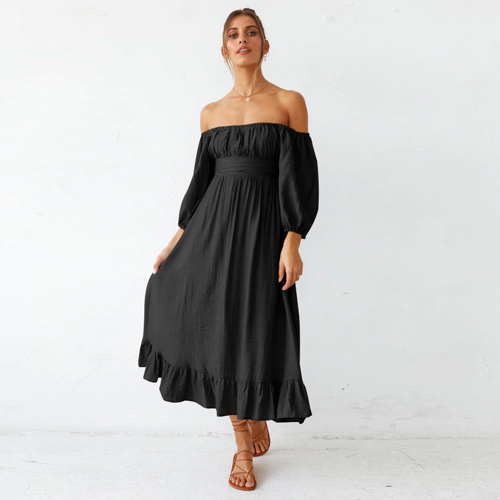 Samantha Puff Sleeve Midi Dress Black