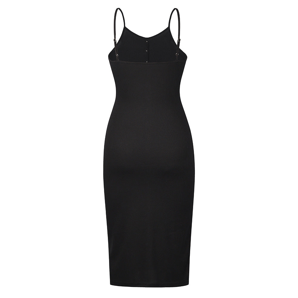 Scarlett Ribbed Knit Midi Dress Black