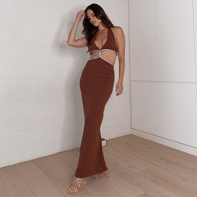 Trix Button Down Cutout Knit Midi Dress Chocolate FINAL