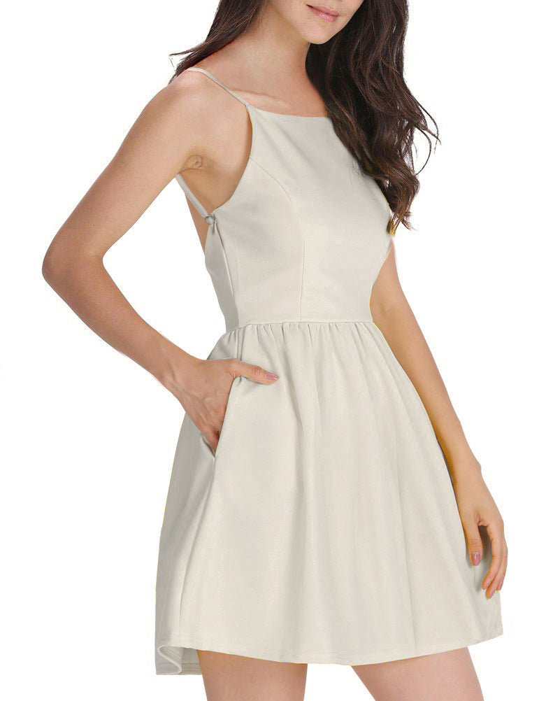 Magali Pocketed Babydoll Dress Cream