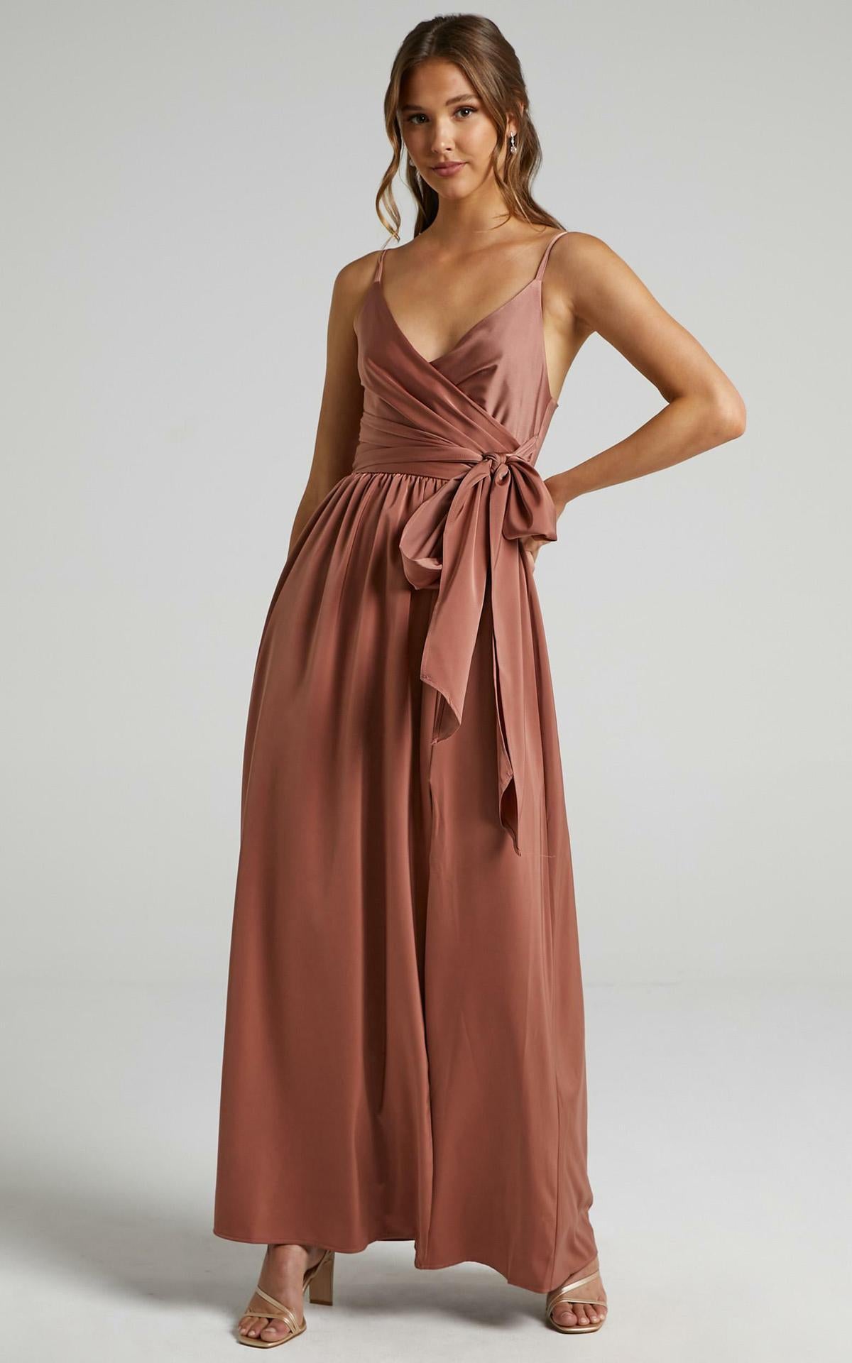 Limelight Satin High Low Maxi Dress Mauve