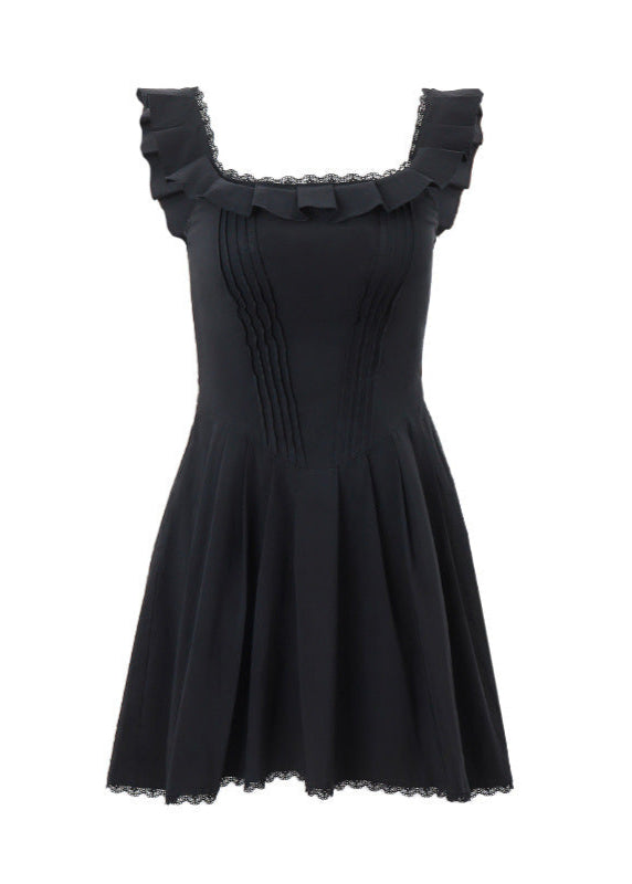 Midnight Charm Ruffled Corset Mini Dress