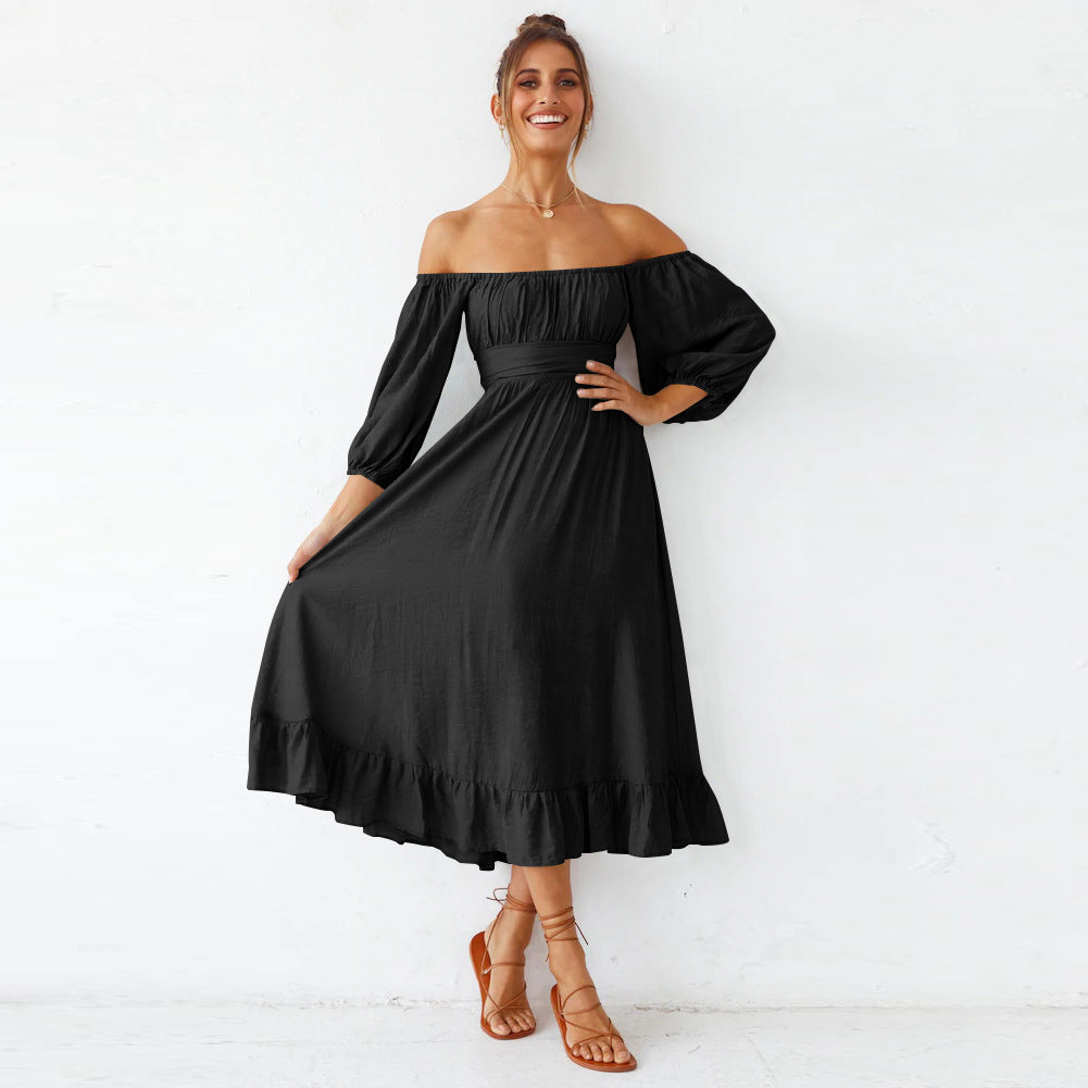 Samantha Puff Sleeve Midi Dress Black
