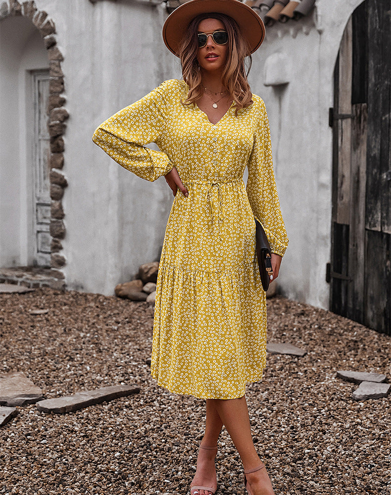Sunshine On My Mind Floral Babydoll Dress Mustard