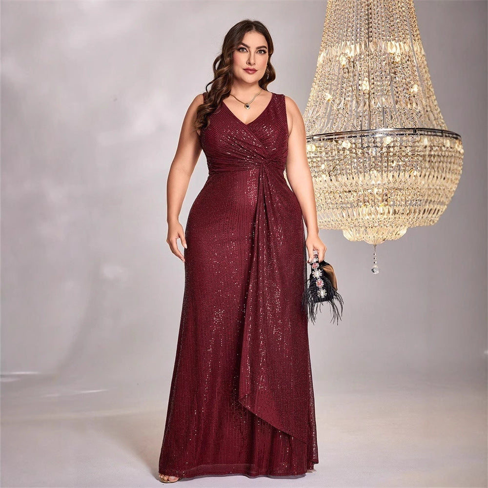 Plus Size Clothes Long Sleeve V neck Fishtail Cocktail Evening Dress Dress Women