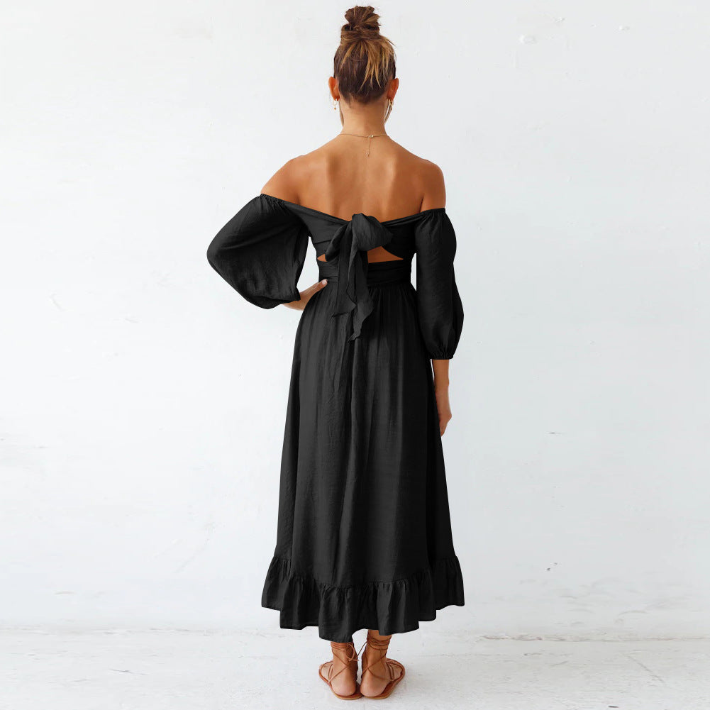 Samantha Puff Sleeve Midi Dress Black