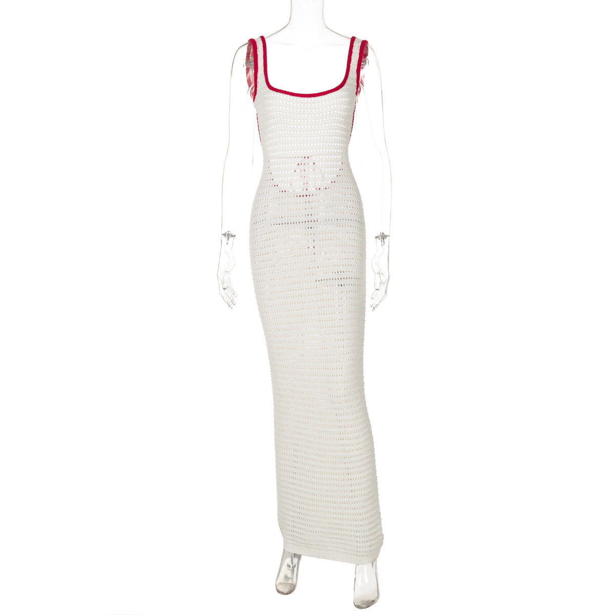 Cutout Knitted Contrast Color Bare Back Dress