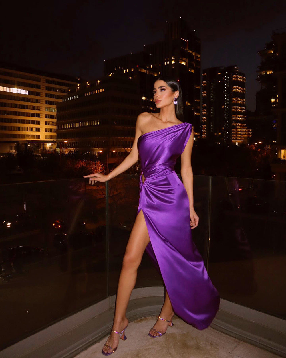 Oblique Shoulder Evening Dress