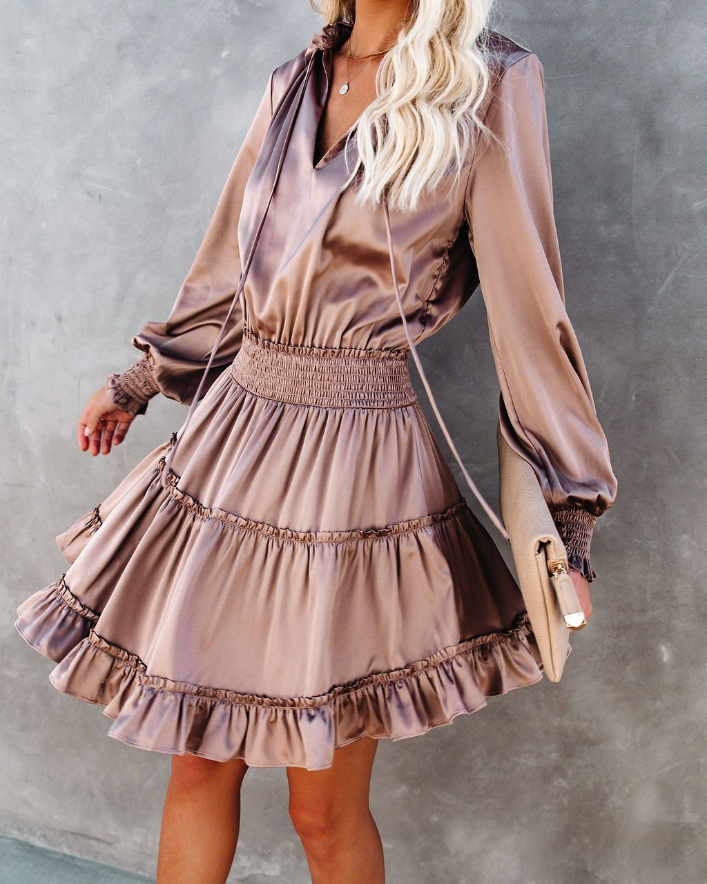 Lena Satin Midi Dress Champagne