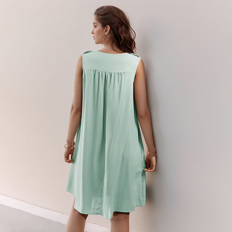 Pleated Sleeveless Dress