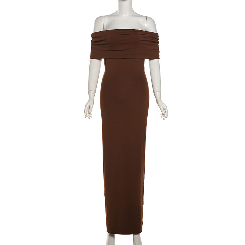 Wear Off Shoulder Backless Sheath Maxi Dress