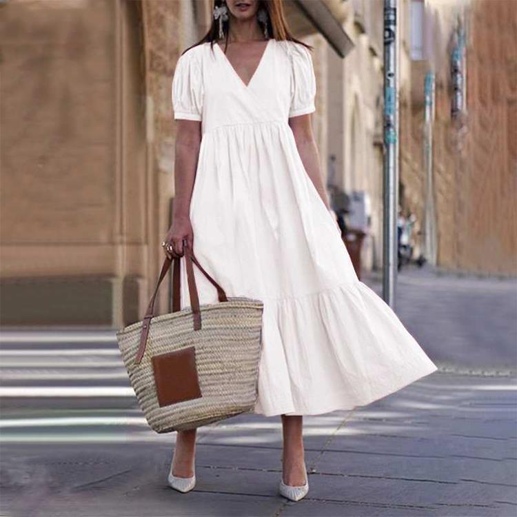 Follow My Lead Tiered Maxi Dress Off White