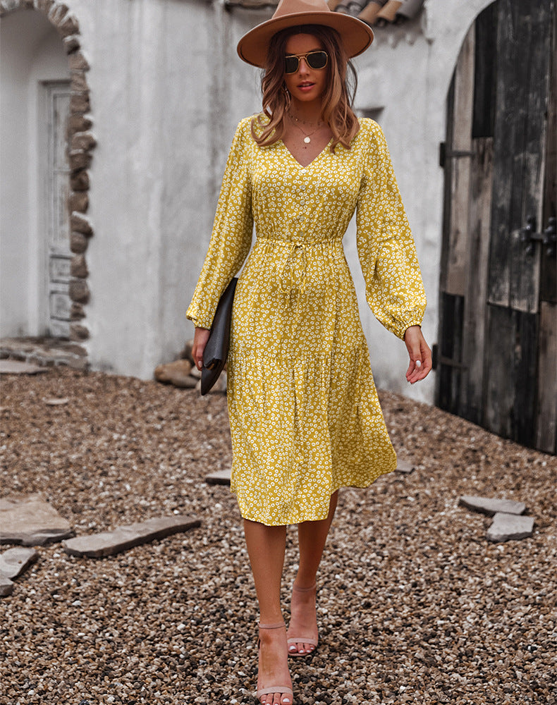 Sunshine On My Mind Floral Babydoll Dress Mustard