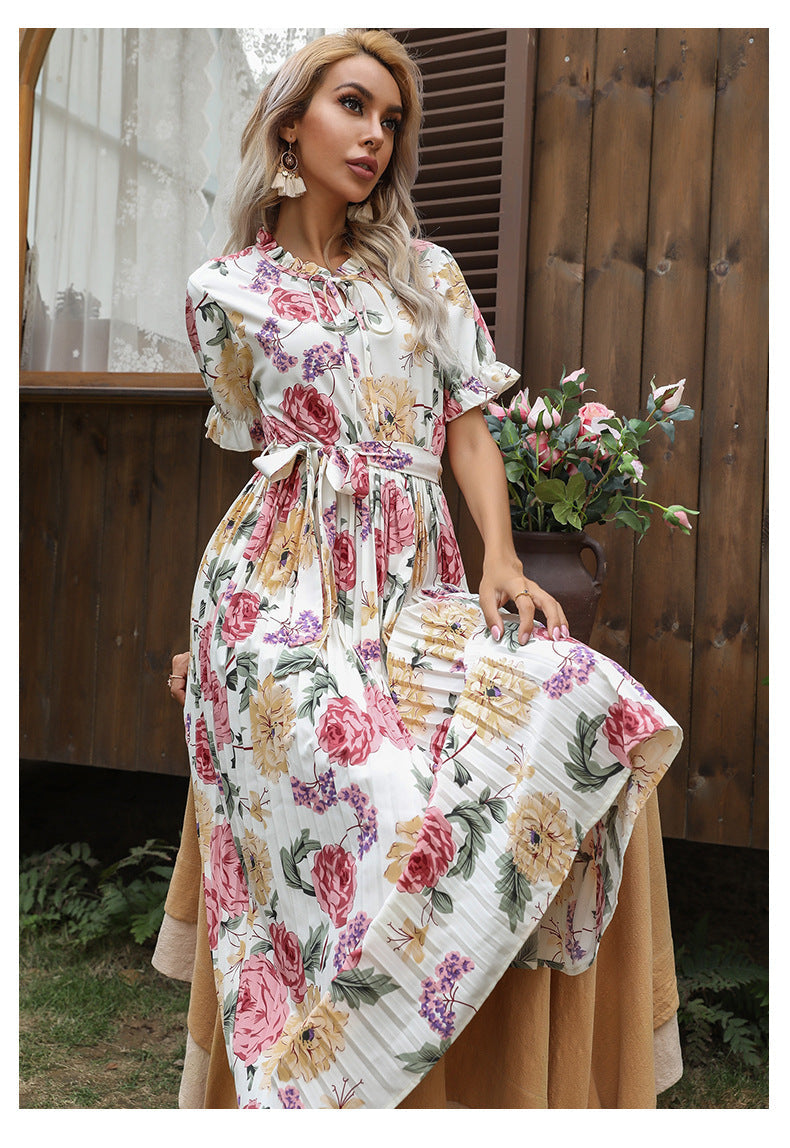 Maybelle Printed Pleated Midi Dress