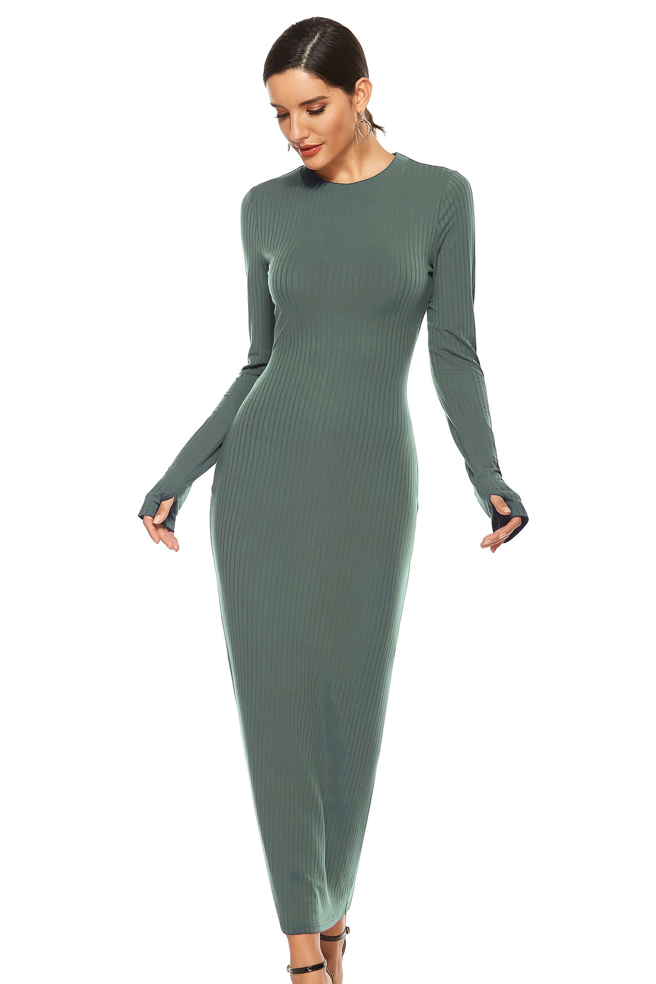 Cheers To You Knit Maxi Sweater Dress Olive