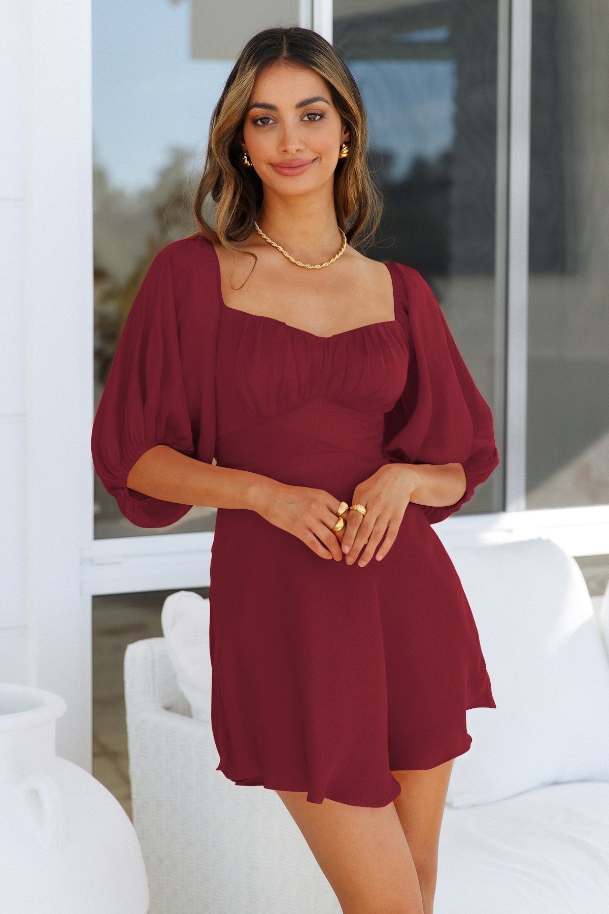 Della Balloon Sleeve Dress Orchid FINAL