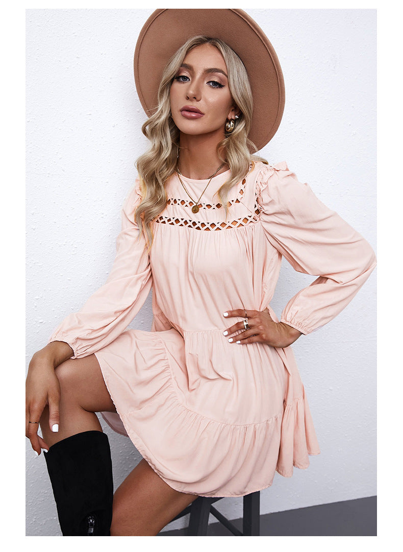 Canyon Pocketed Tiered Babydoll Dress Blush