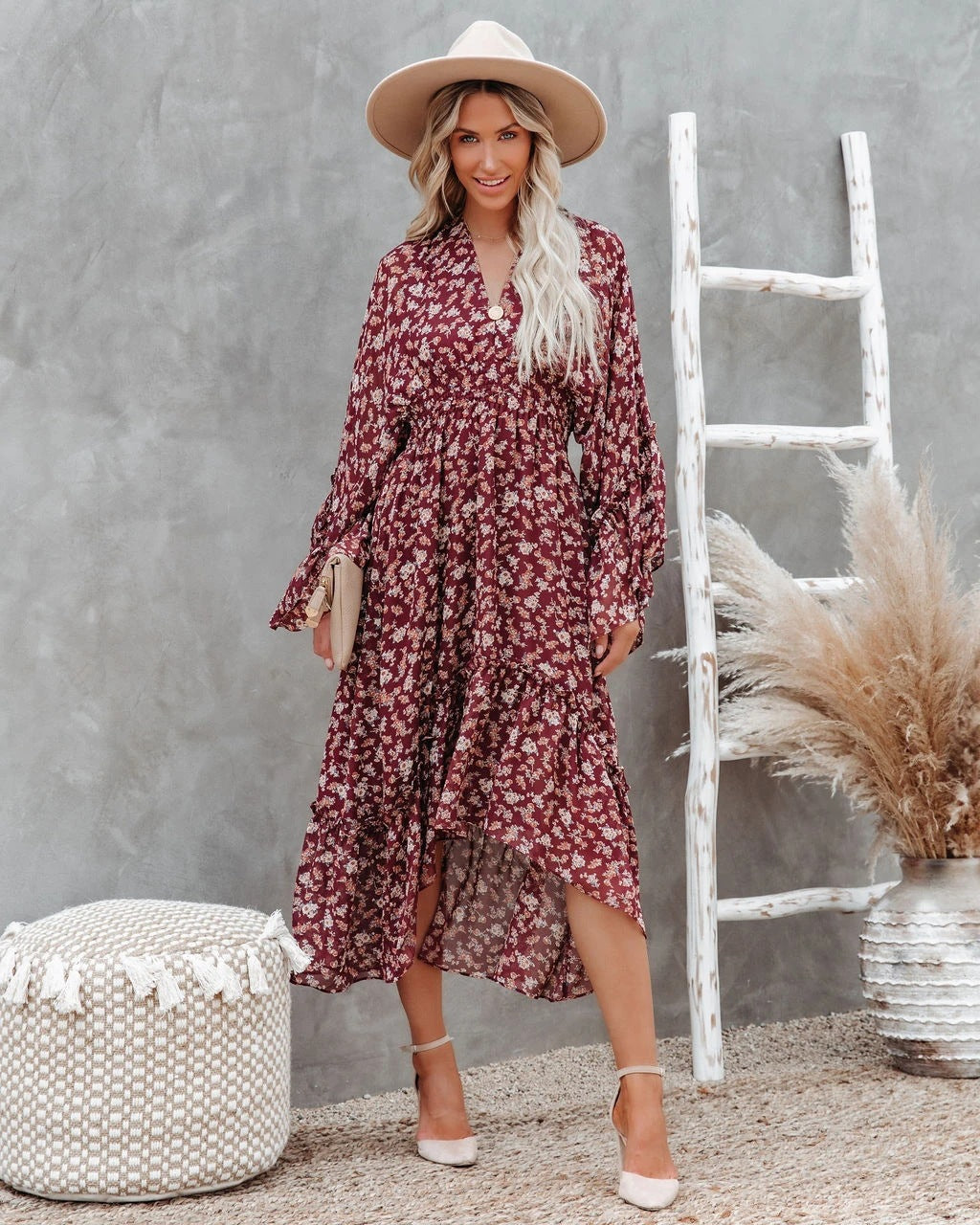 Brookings Floral Shimmer Midi Dress FINAL