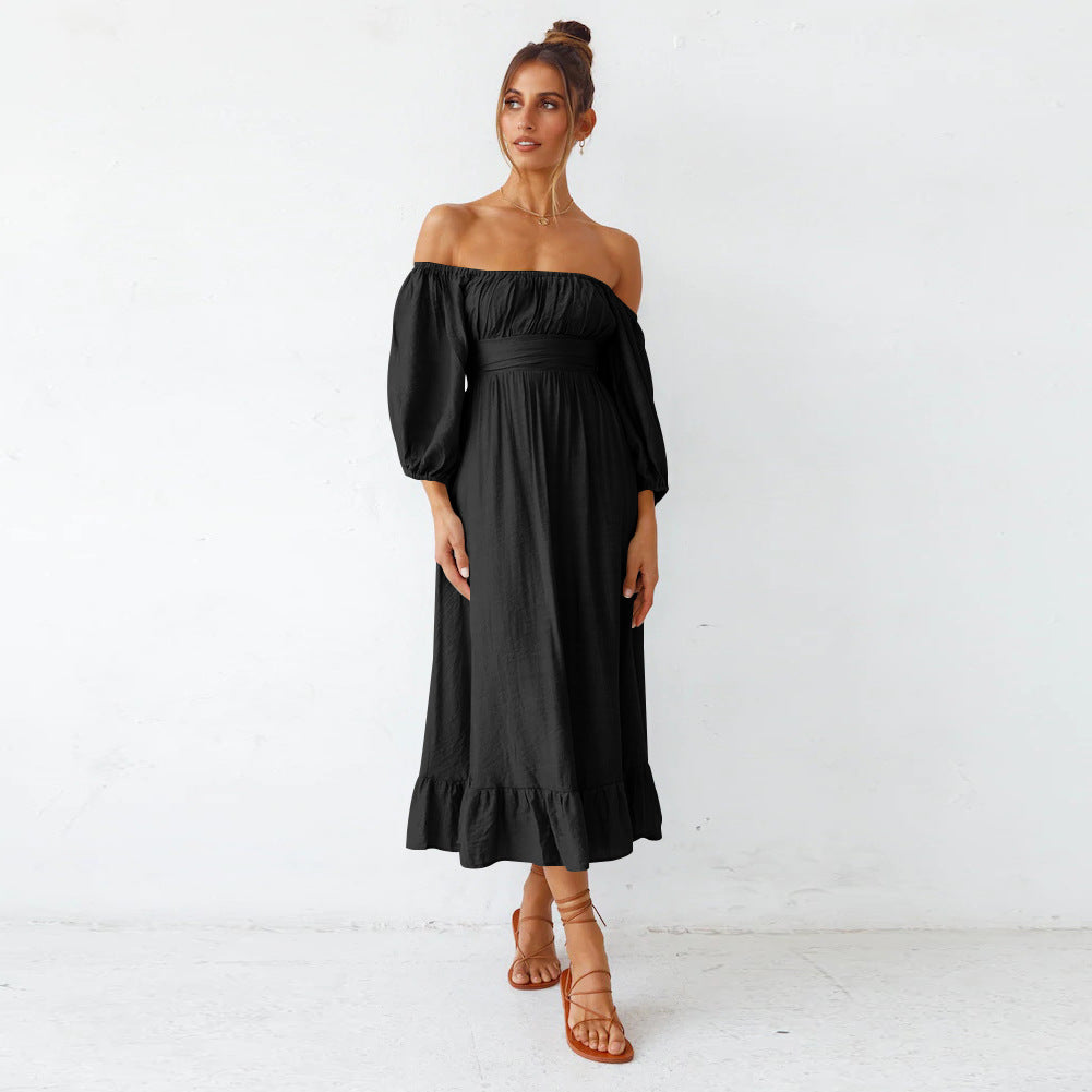 Samantha Puff Sleeve Midi Dress Black