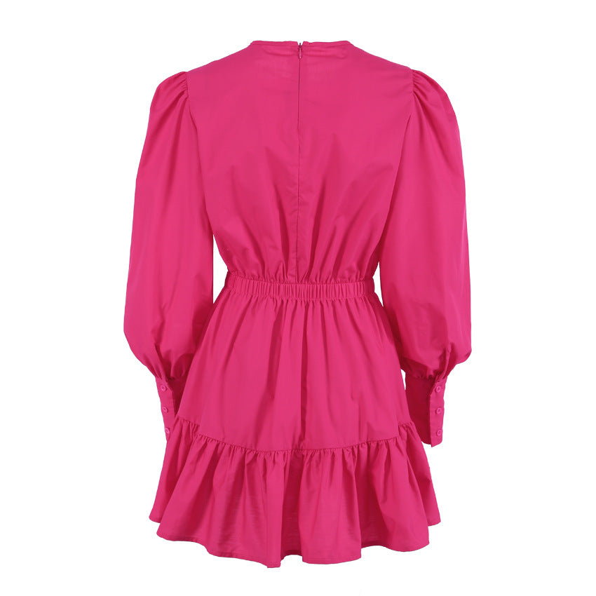 Jailen Smocked Ruffle Dress Hot Pink