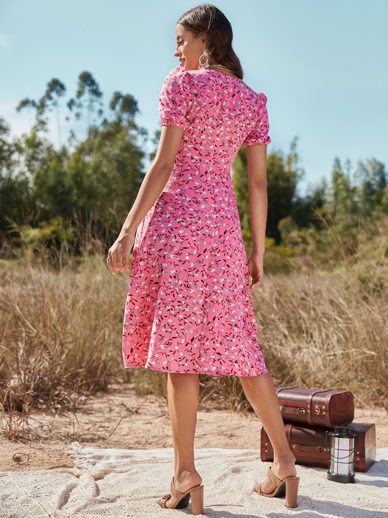 Iliana Cotton Tiered Midi Dress