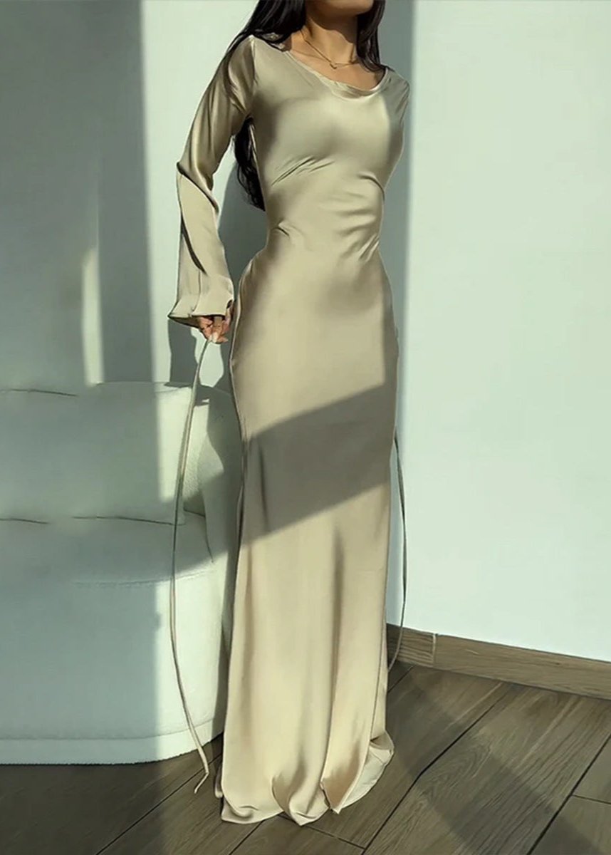 Aurora Satin Long Sleeve Maxi Dress
