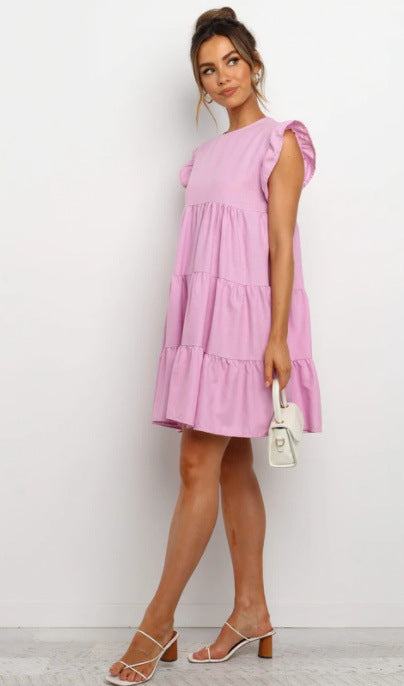Innocence Linen Blend Babydoll Dress Lavender FINAL