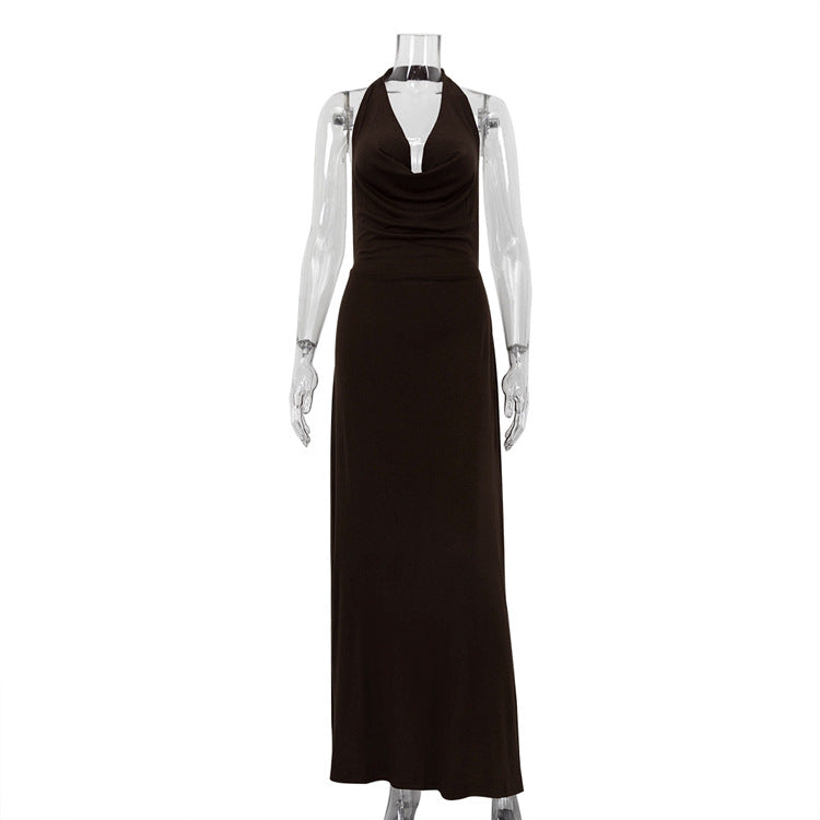 Halterneck Vest Long Backless Party Evening Dress