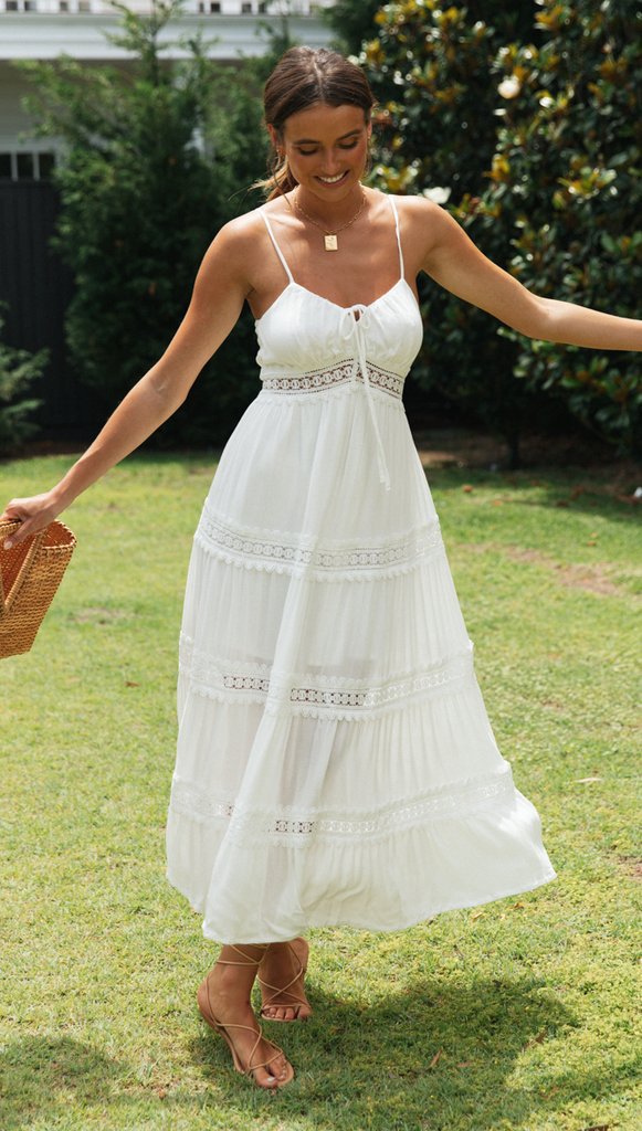Rae Swiss Dot Eyelet Maxi Dress White