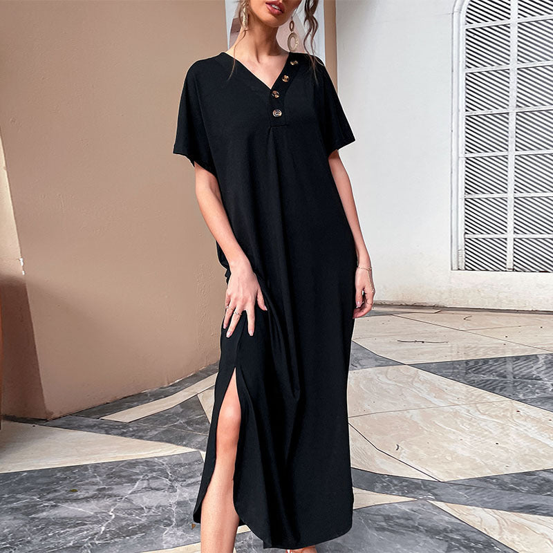 Retrograde Cotton Blend Midi T Shirt Dress