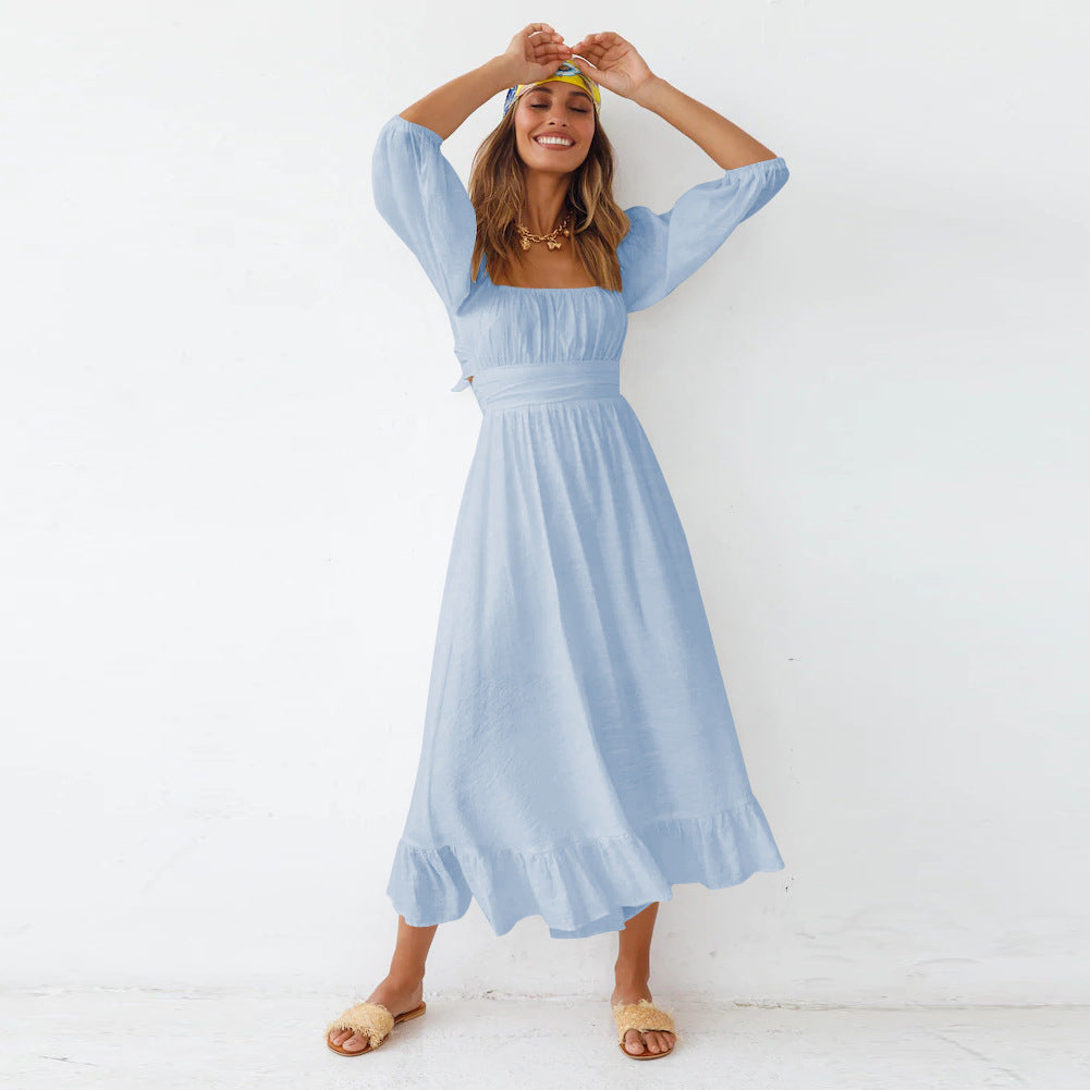 Samantha Puff Sleeve Midi Dress French Blue