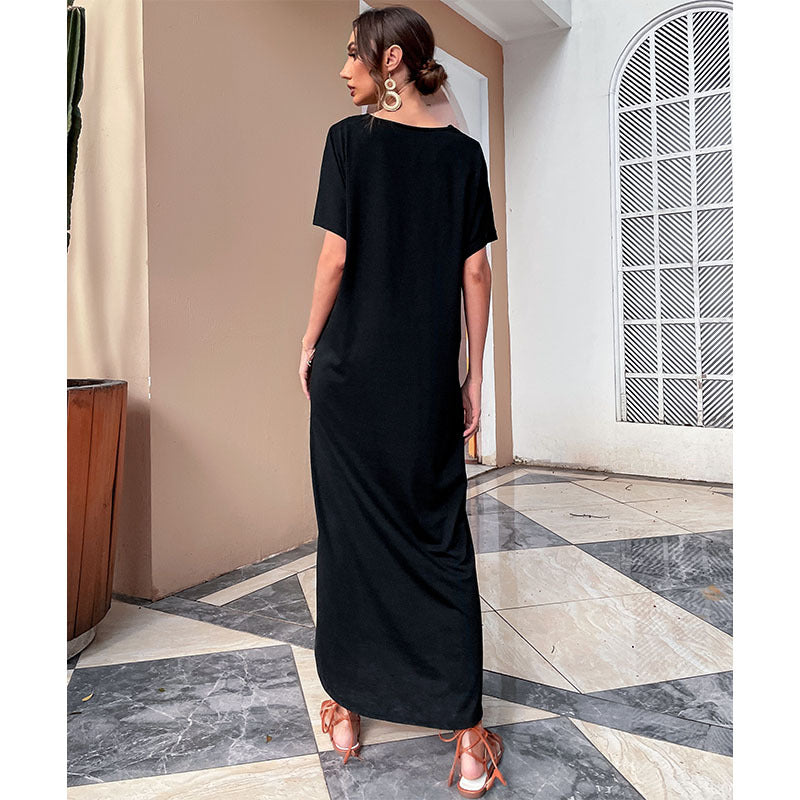 Retrograde Cotton Blend Midi T Shirt Dress