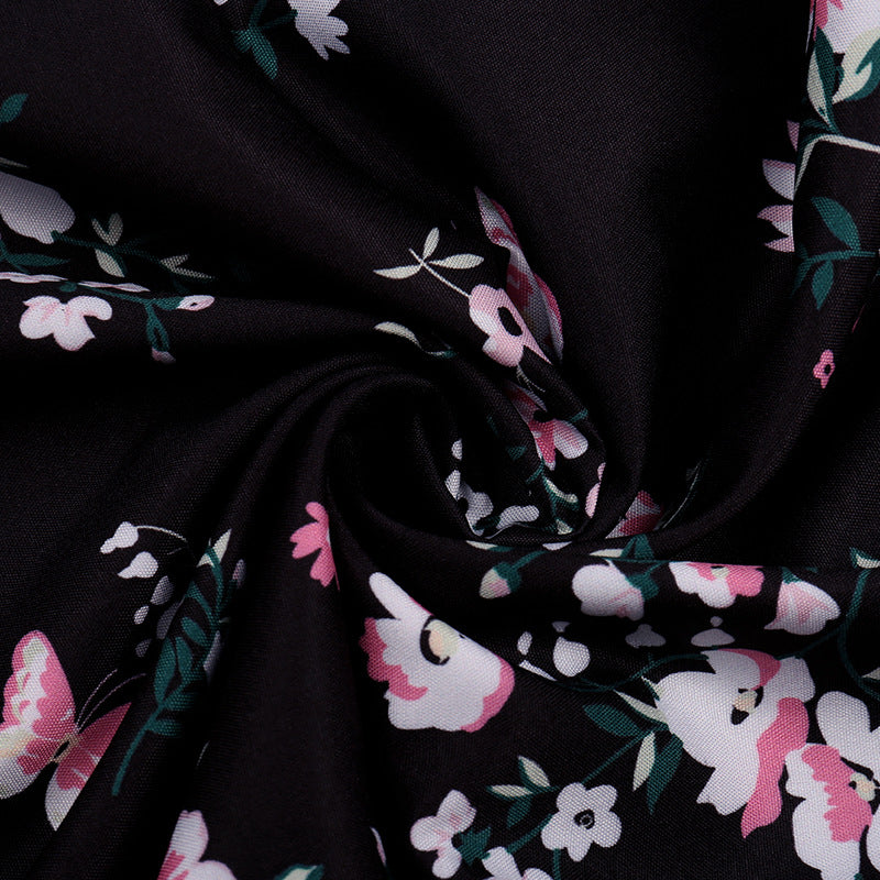 Farhan Floral Strapless Smocked Maxi Dress Black