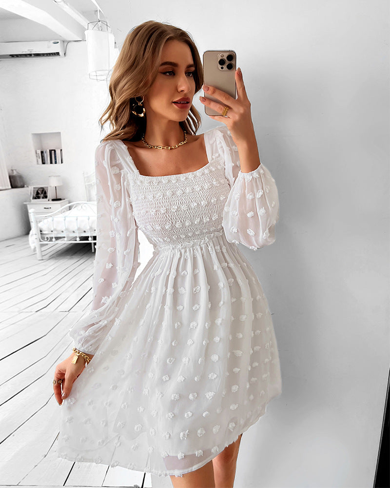 Treat Yourself Pocketed Pom Dress Champagne
