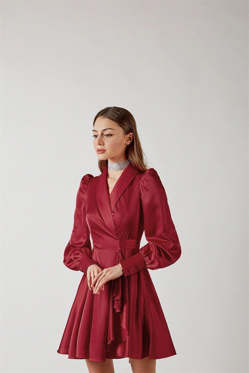 Meet And Greet Satin Drape Dress Wine