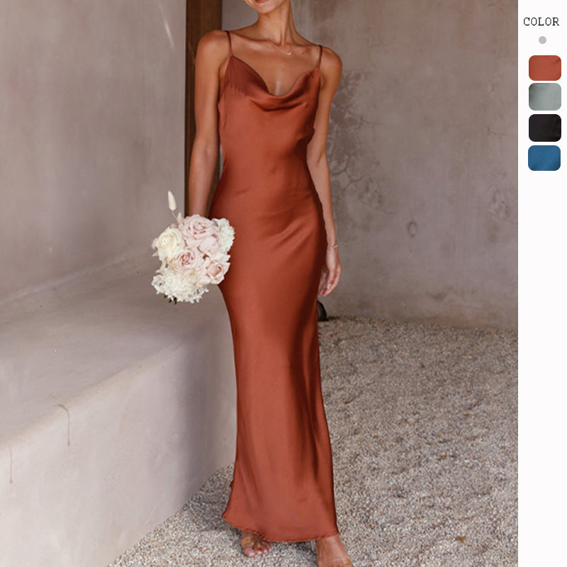 Love Letter Satin Cowl Neck Maxi Dress Sky Blue